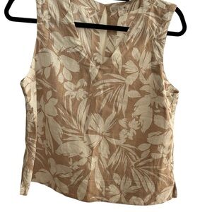 Nine Britton Women's Sleeveless Floral Blouse Beige Size M